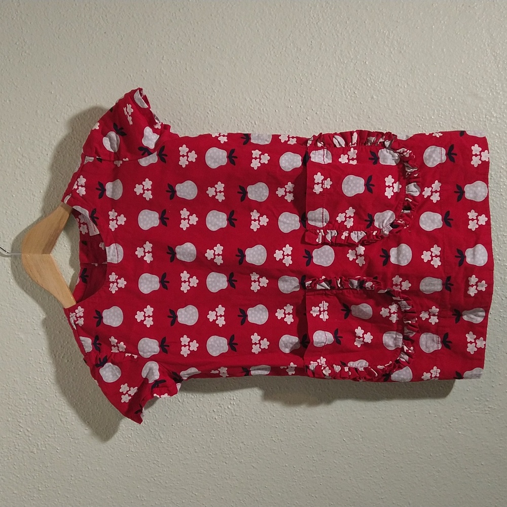 Hanna Anderson size 5 Red Pineapple Print Dress Ruffle Pockets